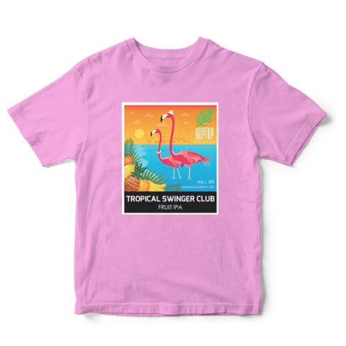 HOPTOP T-SHIRT – PINK WITH TROPICAL SWINGER CLUB LOGO